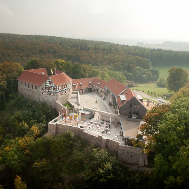 Burg Scharfenstein aus Vogelperspektive